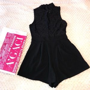 A’gaci NWT black lace romper
